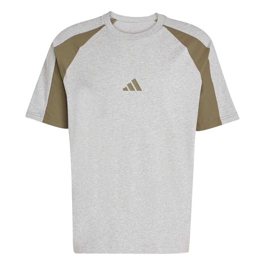 Grey Heather Marl - Front - Adidas Mens Essentials Colour Block T-Shirt