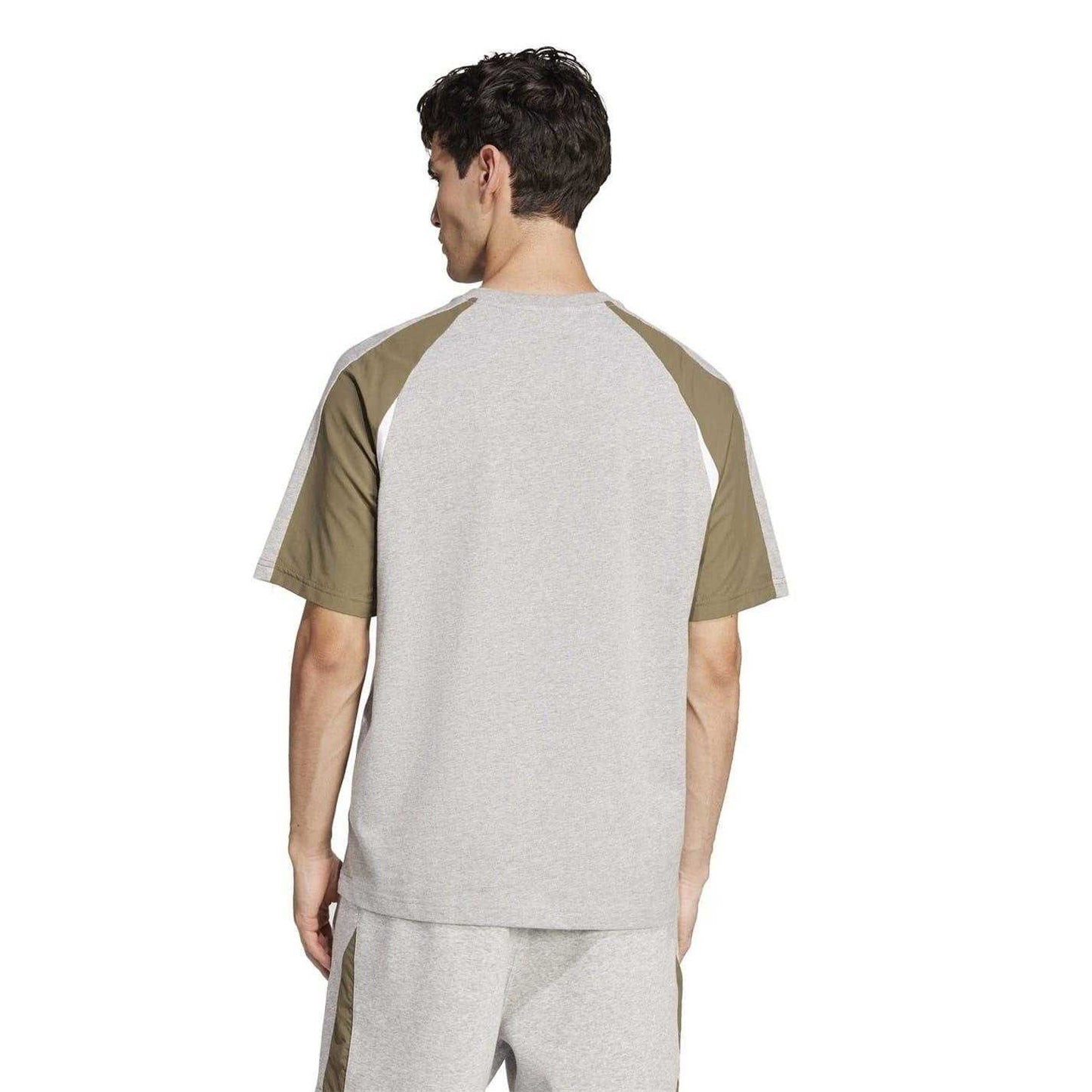 Grey Heather Marl - Back - Adidas Mens Essentials Colour Block T-Shirt