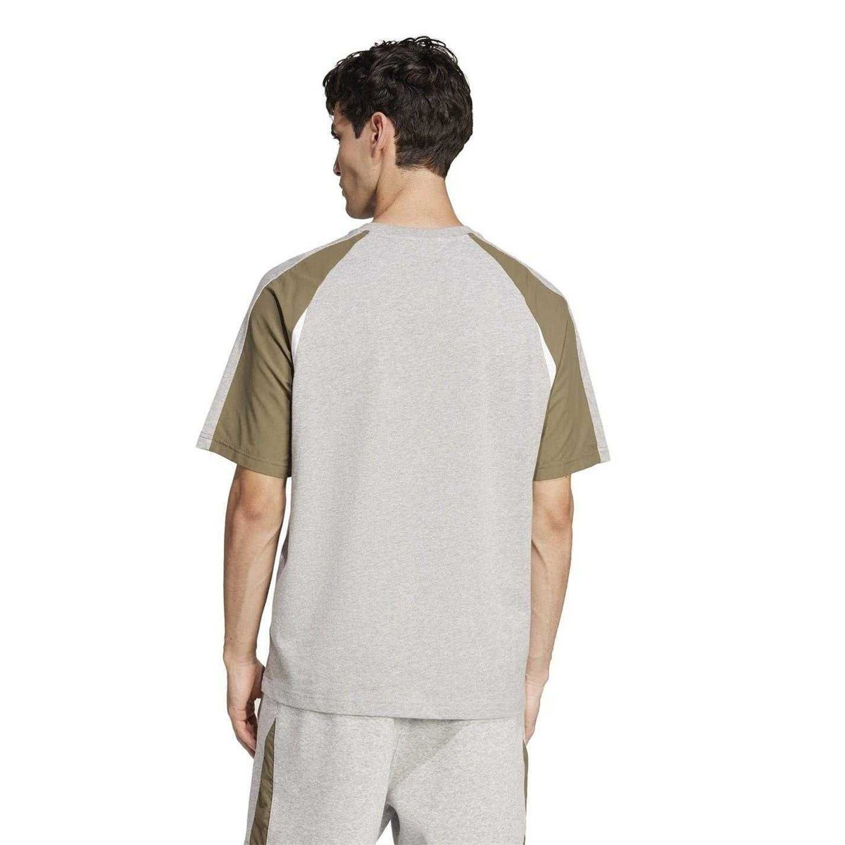 Grey Heather Marl - Back - Adidas Mens Essentials Colour Block T-Shirt