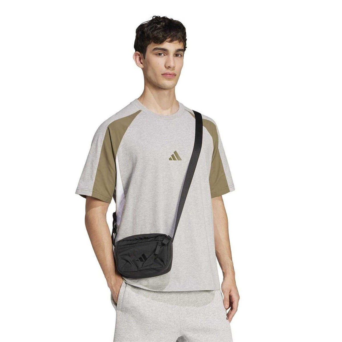 Grey Heather Marl - Pack Shot - Adidas Mens Essentials Colour Block T-Shirt