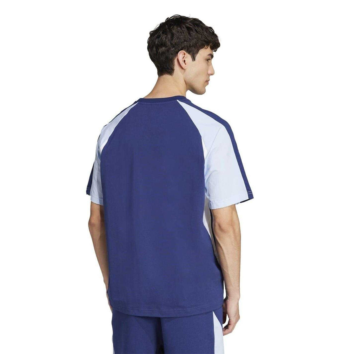 Dark Blue - Back - Adidas Mens Essentials Colour Block T-Shirt