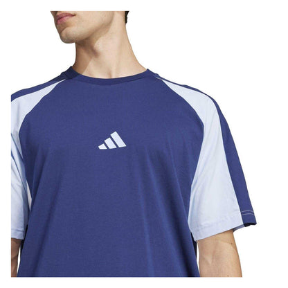 Dark Blue - Side - Adidas Mens Essentials Colour Block T-Shirt