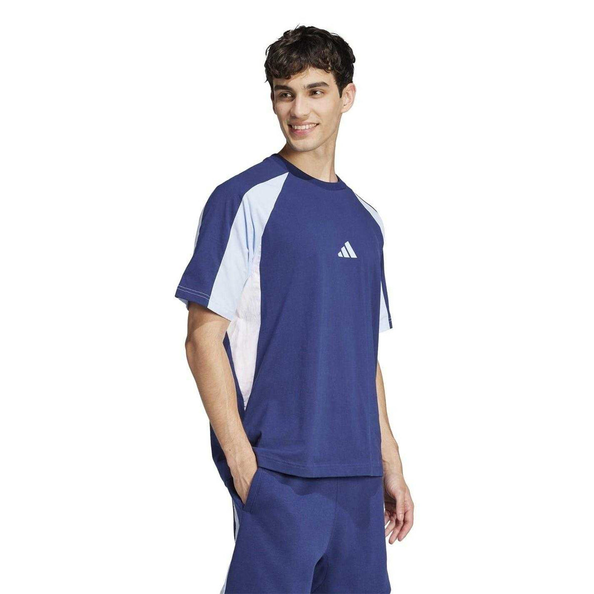 Dark Blue - Pack Shot - Adidas Mens Essentials Colour Block T-Shirt