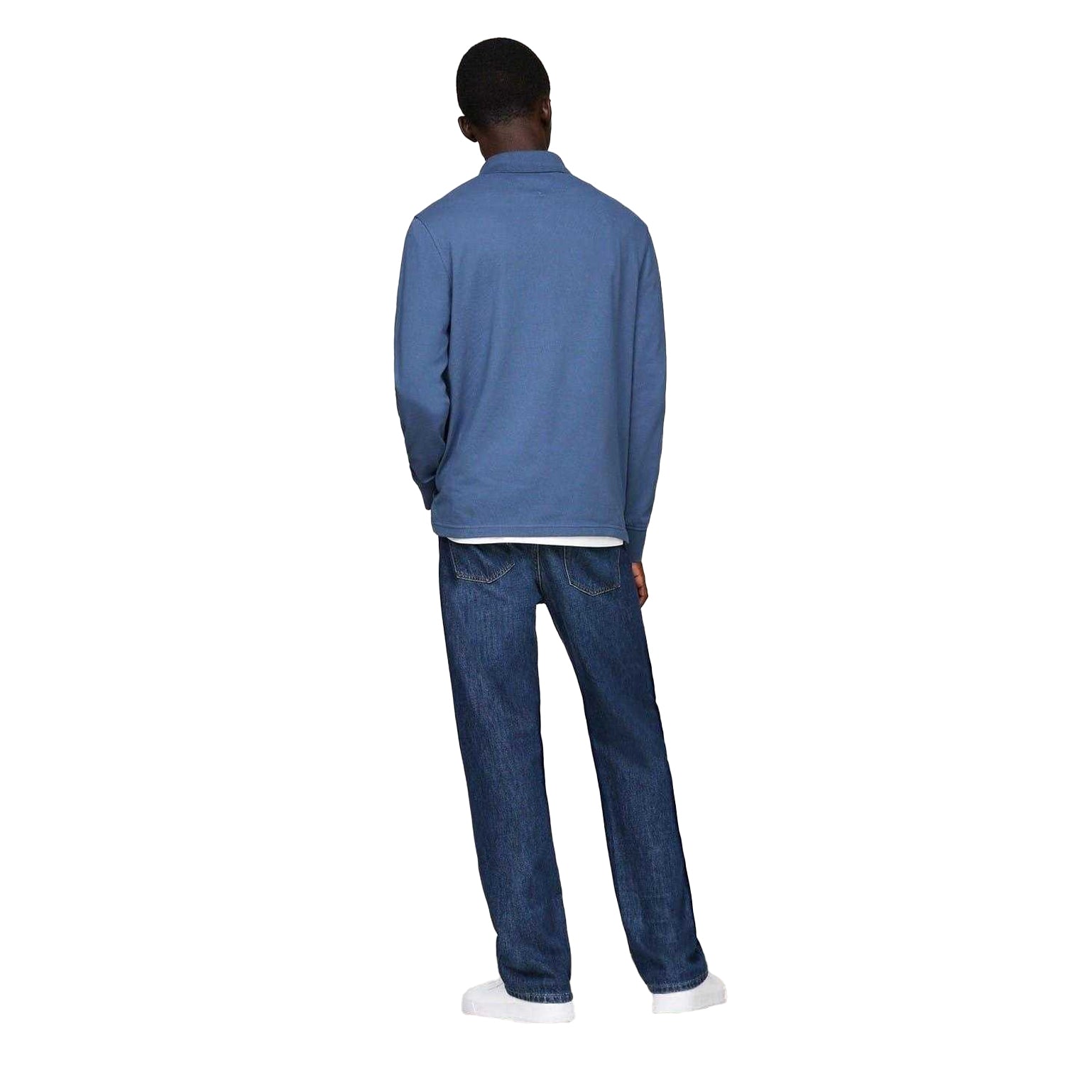 Aegean Sea - Back - Tommy Hilfiger Mens Logo Long-Sleeved Polo Shirt