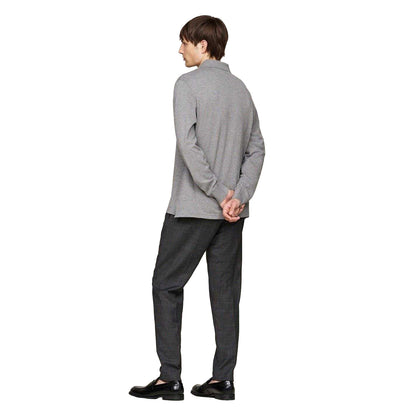 Medium Grey - Back - Tommy Hilfiger Mens Logo Long-Sleeved Polo Shirt