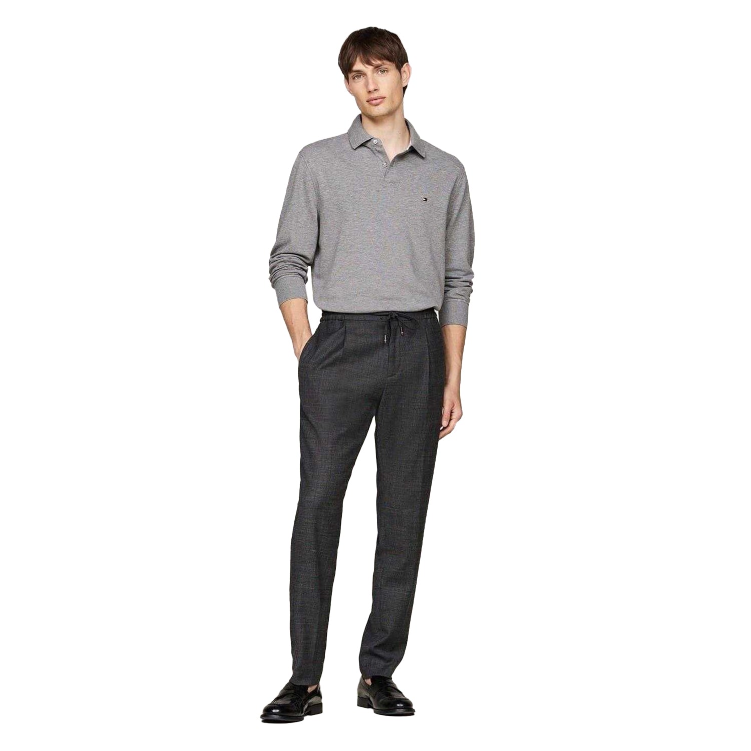 Medium Grey - Lifestyle - Tommy Hilfiger Mens Logo Long-Sleeved Polo Shirt