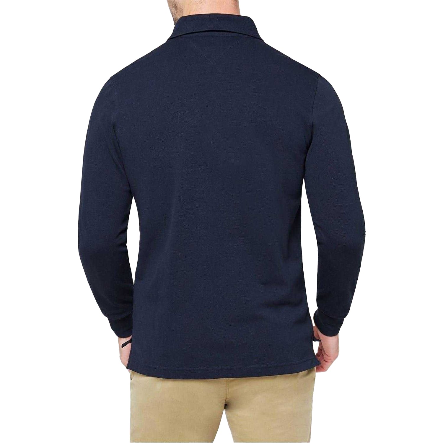 Sky Blue - Back - Tommy Hilfiger Mens Logo Long-Sleeved Polo Shirt