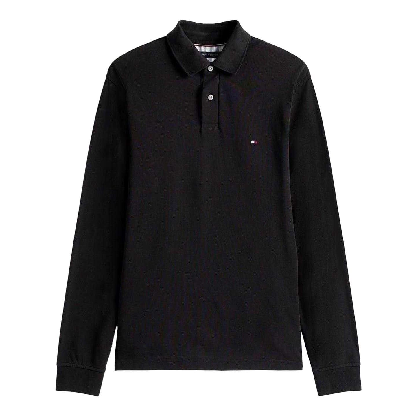 Black - Front - Tommy Hilfiger Mens Logo Long-Sleeved Polo Shirt