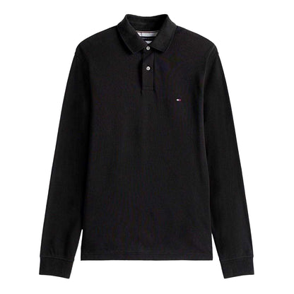 Black - Front - Tommy Hilfiger Mens Logo Long-Sleeved Polo Shirt