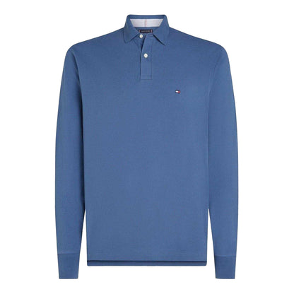 Aegean Sea - Front - Tommy Hilfiger Mens Logo Long-Sleeved Polo Shirt