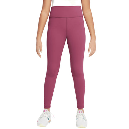Medium Pink - Front - Nike Girls One Leggings