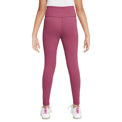 Medium Pink - Back - Nike Girls One Leggings
