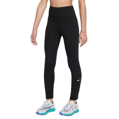 Black-White - Front - Nike Girls One Leggings