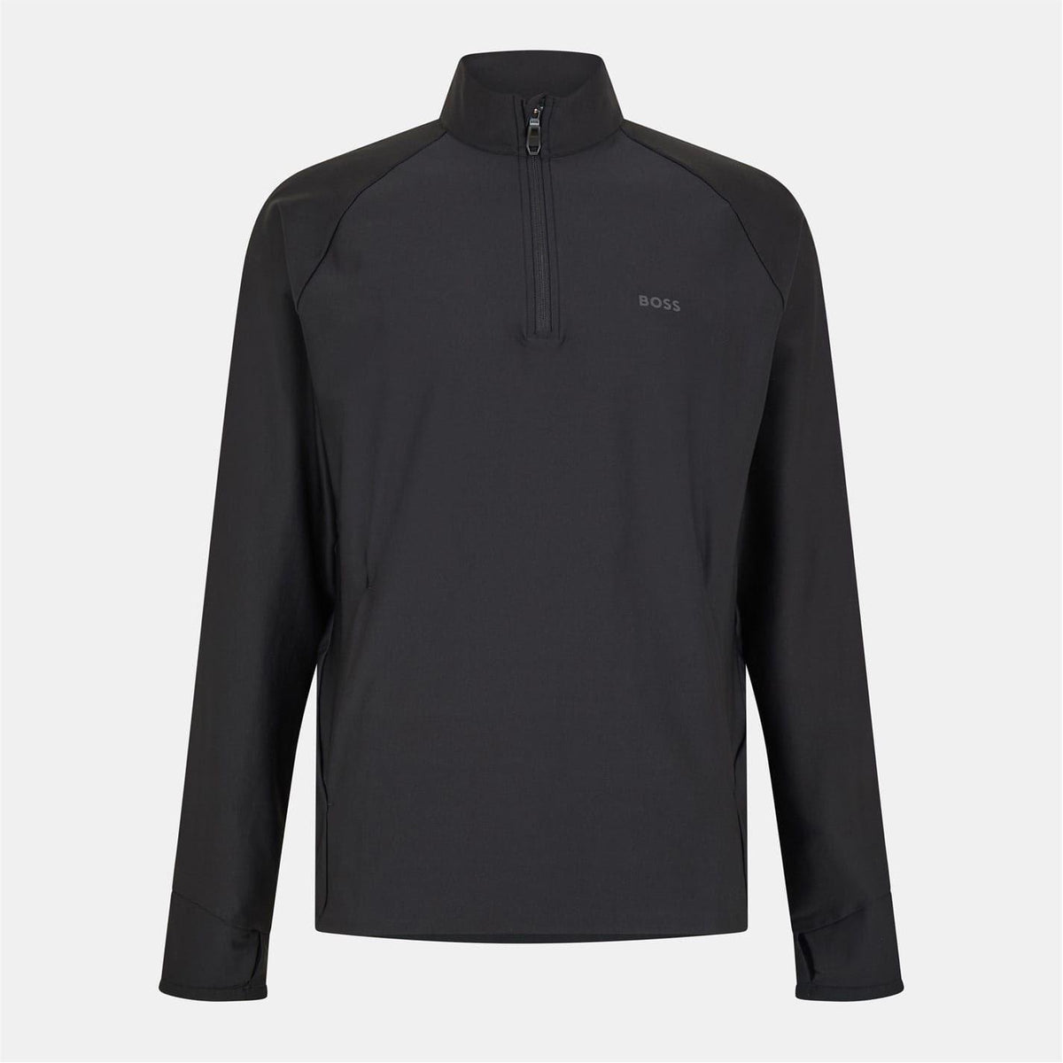 Black - Front - Boss Mens Regular Raglan Active Sweatshirt