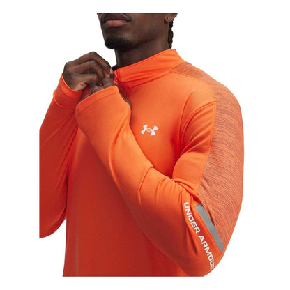Orange - Side - Under Armour Mens Technical Long-Sleeved Running Sweatshirt