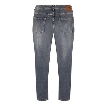 Dark Grey - Back - Boss Mens Maine Denim Mid Rise Slim Jeans