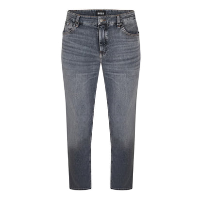 Dark Grey - Front - Boss Mens Maine Denim Mid Rise Slim Jeans