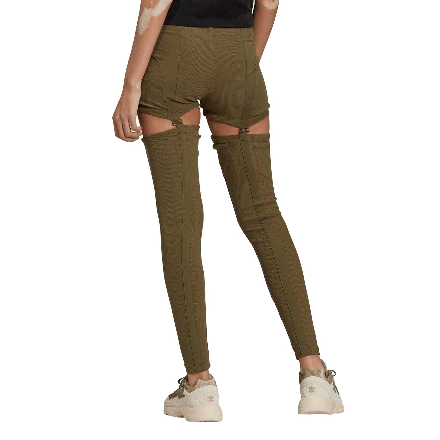 Green - Back - Adidas Womens-Ladies 2 in 1 Leggings