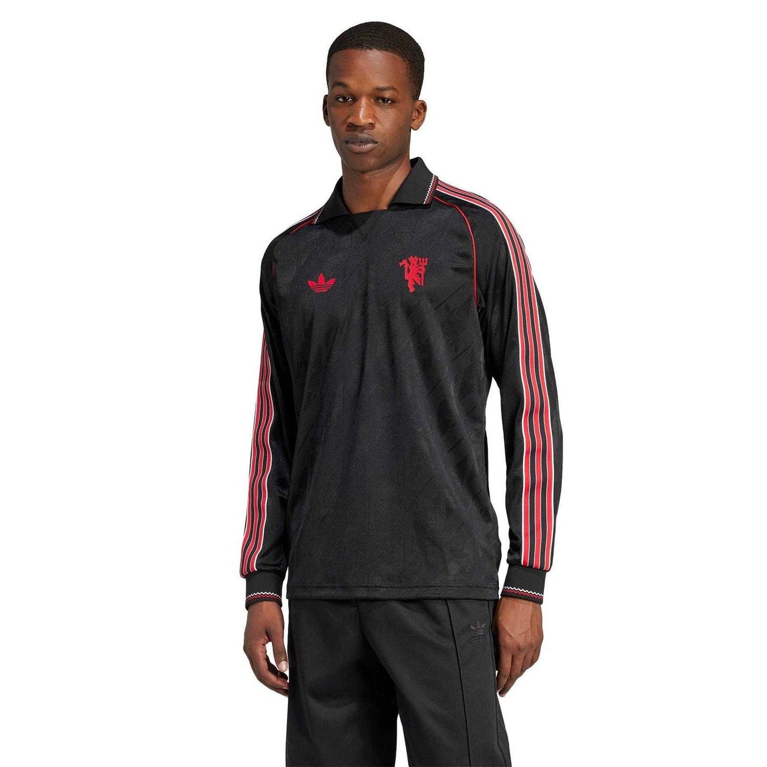 Black - Side - Adidas Mens Manchester United FC Long-Sleeved Jersey