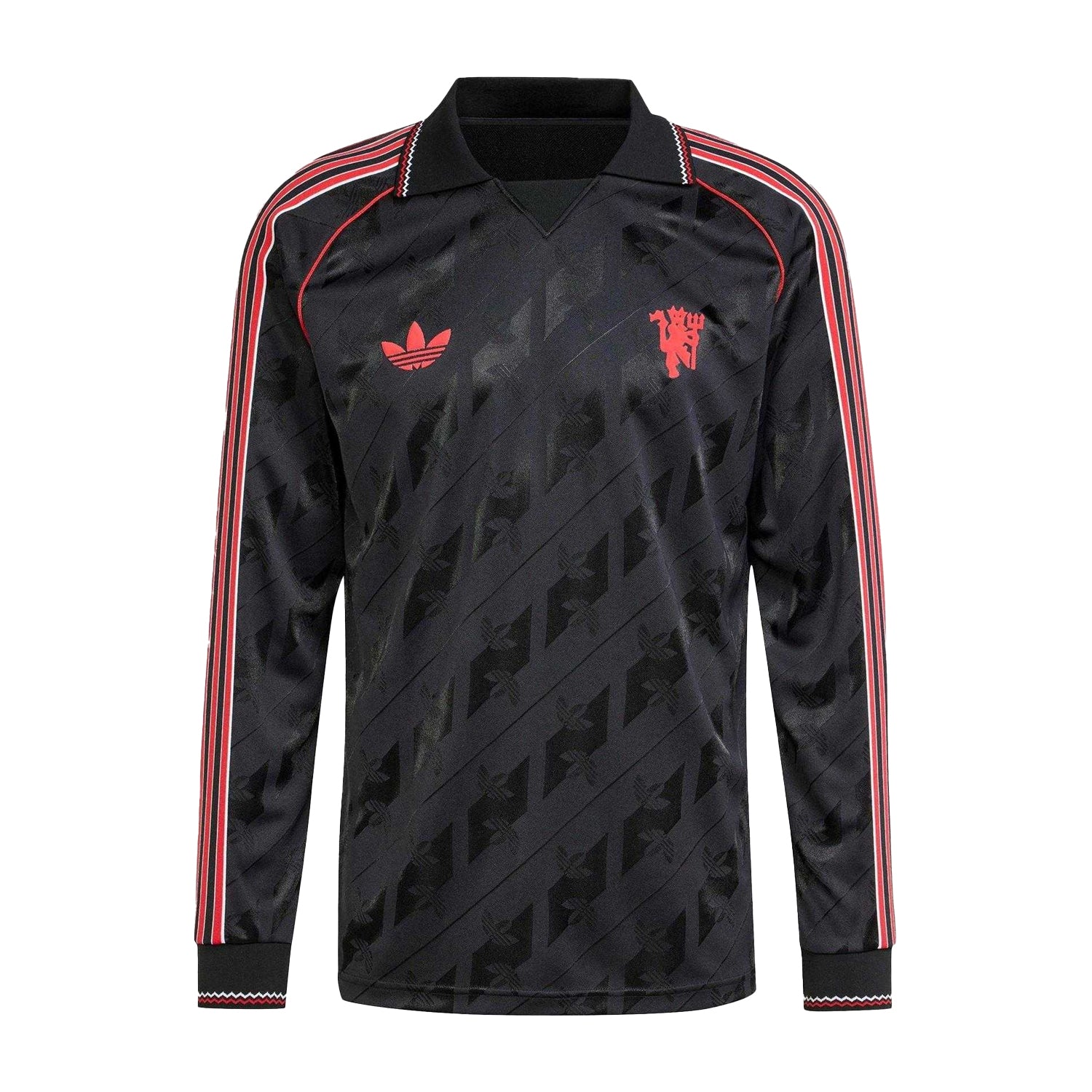 Black - Front - Adidas Mens Manchester United FC Long-Sleeved Jersey