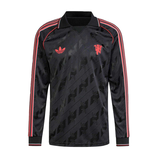 Black - Front - Adidas Mens Manchester United FC Long-Sleeved Jersey