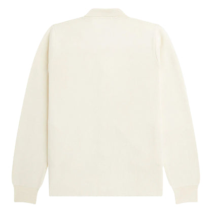 Ecru - Back - Fred Perry Mens Knitted Button Through Polo Shirt