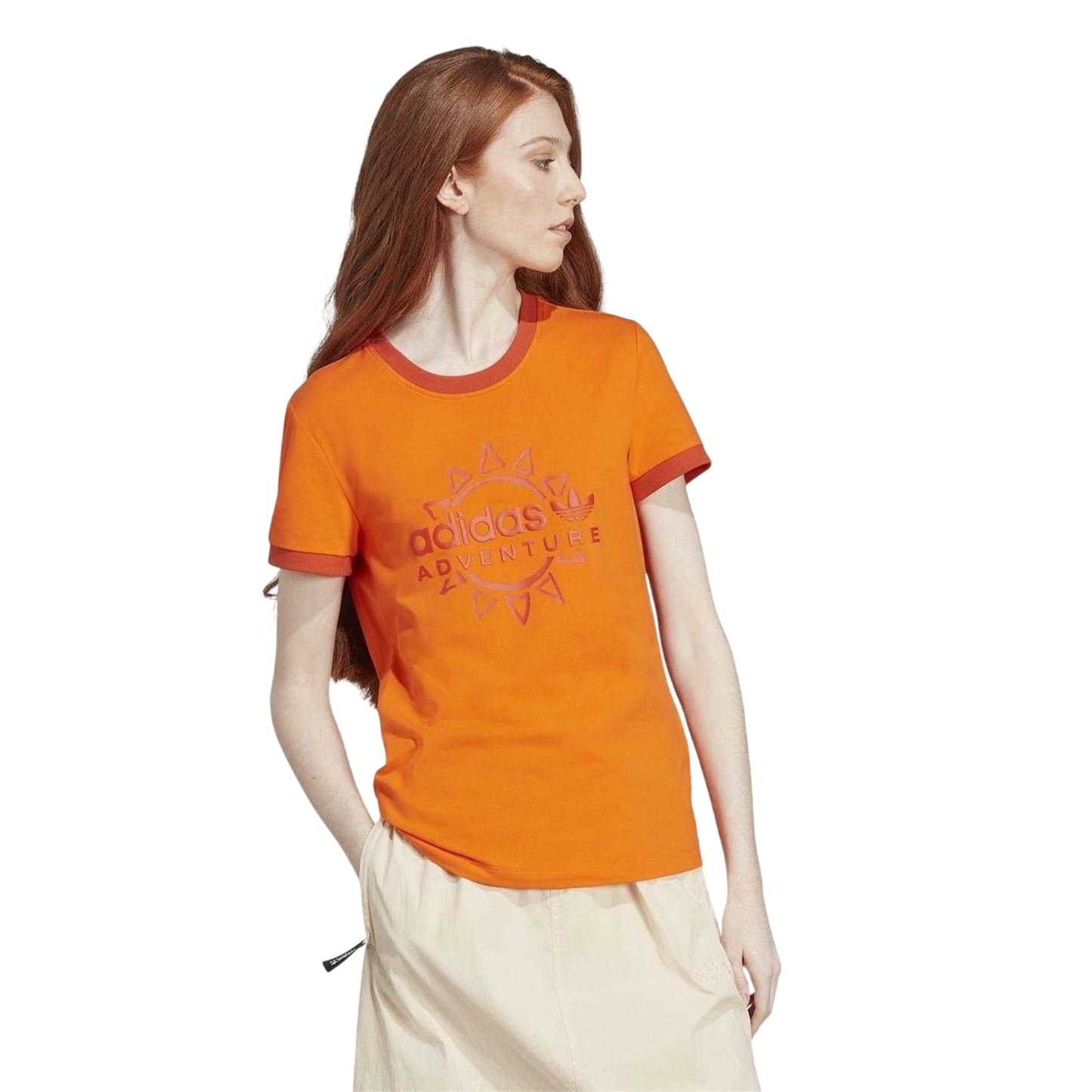 Orange - Front - Adidas Womens-Ladies Adventure Logo T-Shirt
