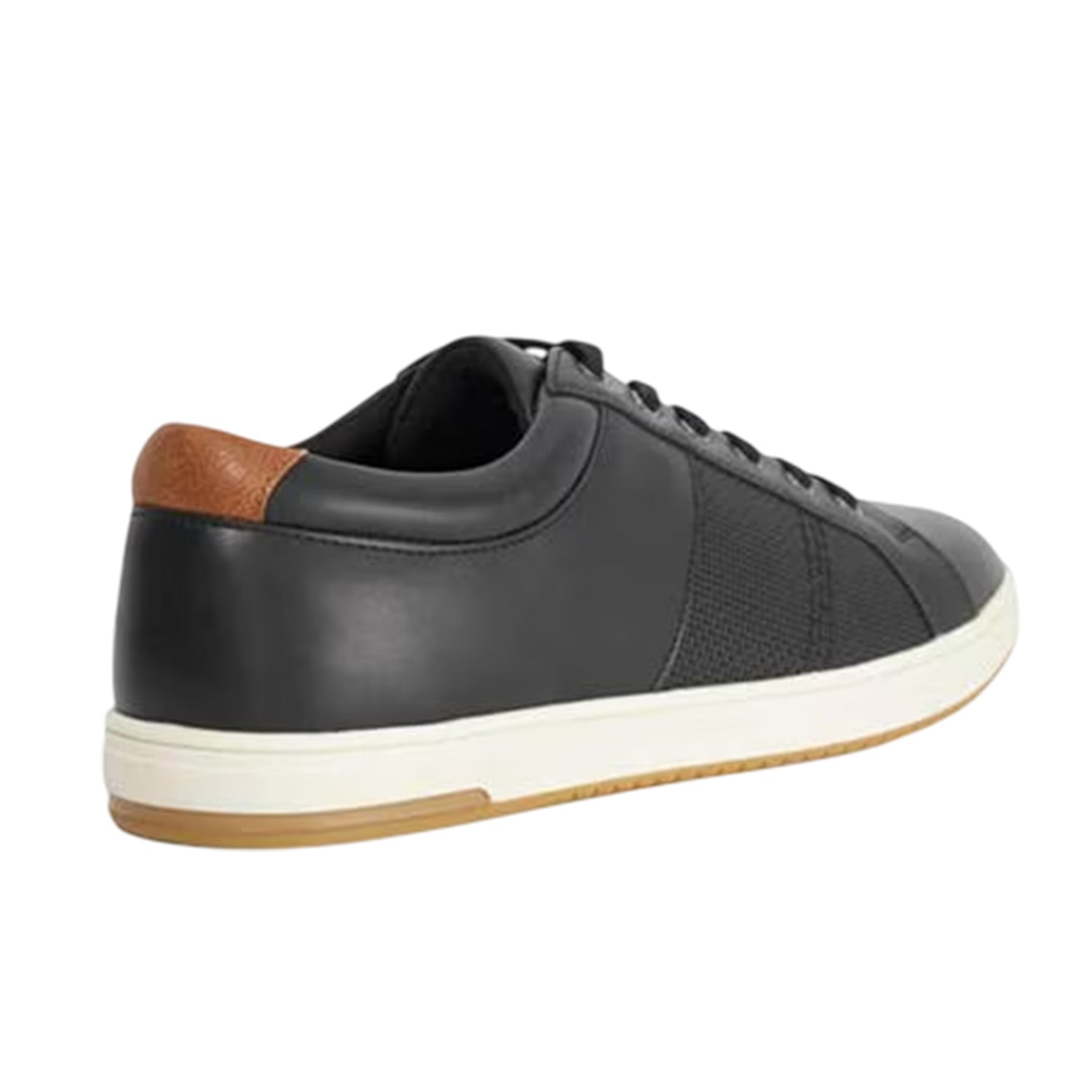 Black - Back - Dune London Mens Trez Canvas Low Cut Flat Shoes