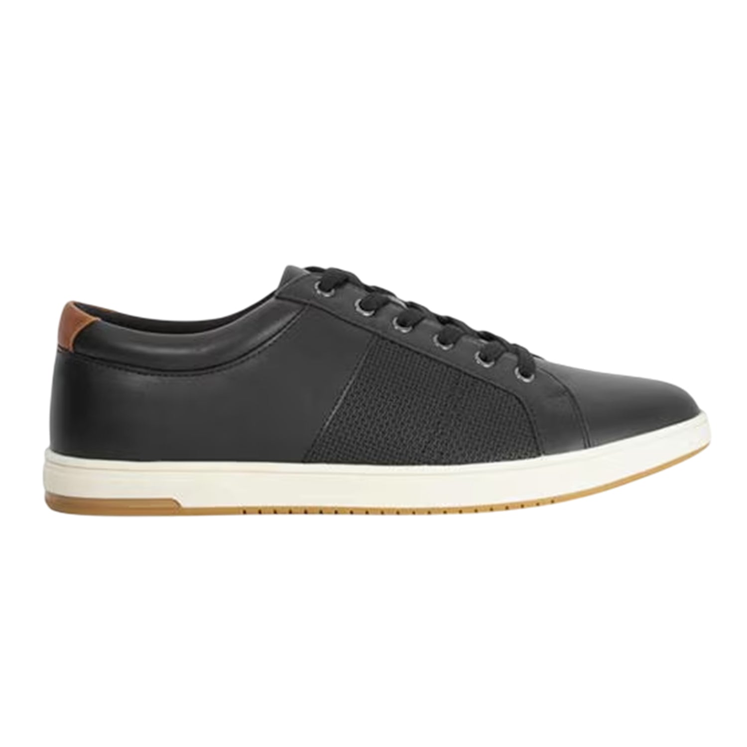 Black - Side - Dune London Mens Trez Canvas Low Cut Flat Shoes