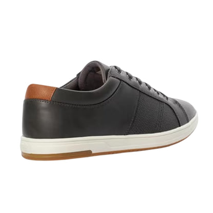 Grey - Back - Dune London Mens Trez Canvas Low Cut Flat Shoes