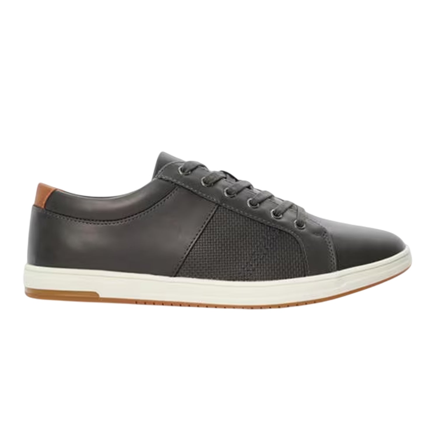 Grey - Side - Dune London Mens Trez Canvas Low Cut Flat Shoes