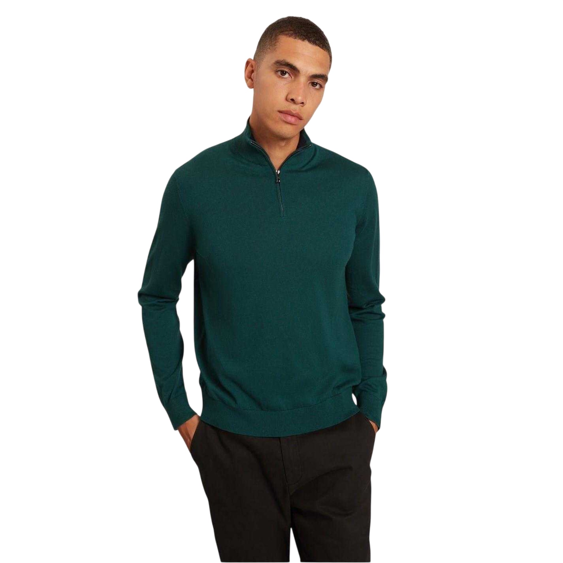 Green - Side - Ted Baker Mens Merino Wool Pullover