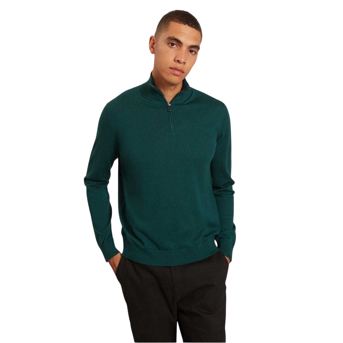 Green - Side - Ted Baker Mens Merino Wool Pullover