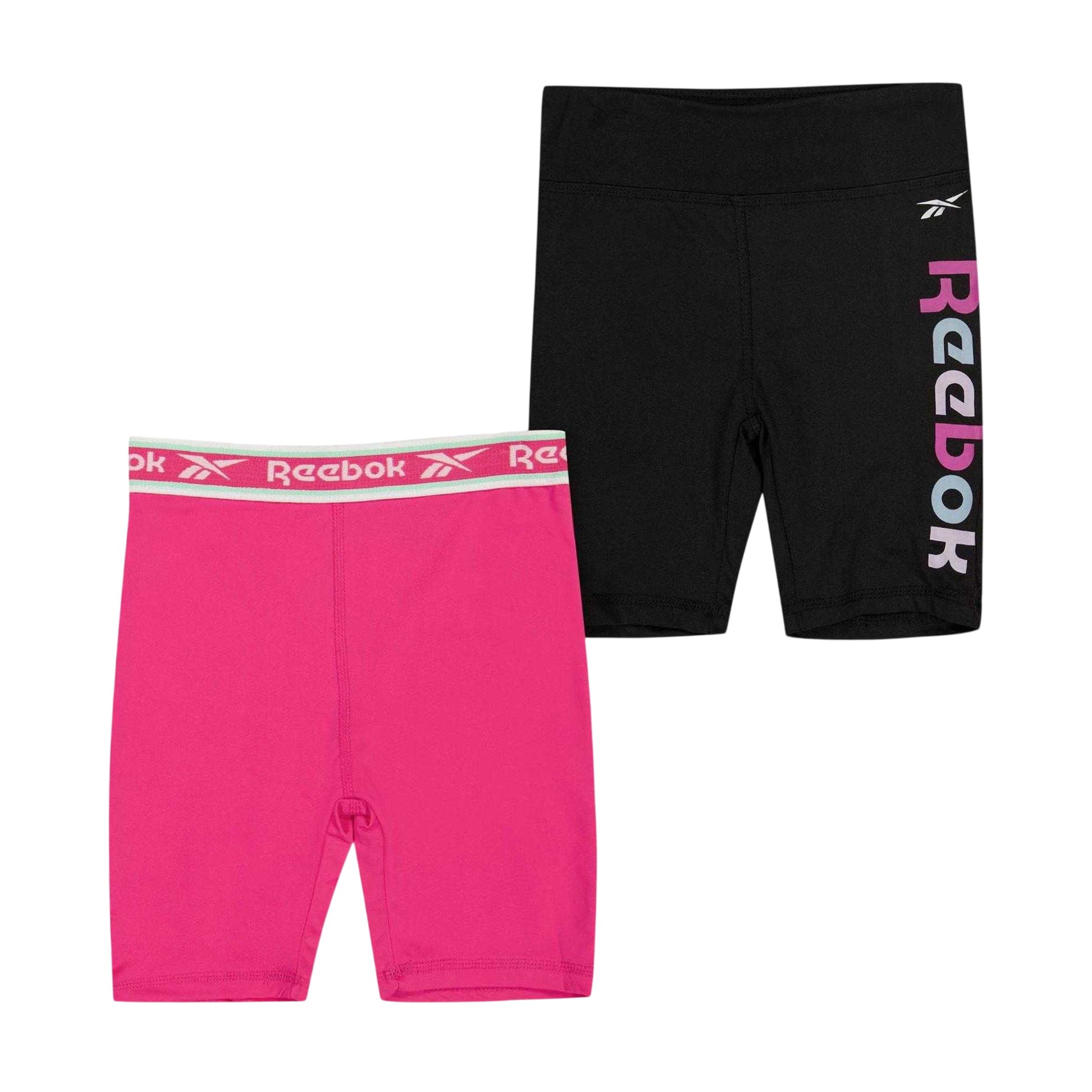 Fuchsia-Black - Front - Reebok Girls Shorts (Pack of 2)