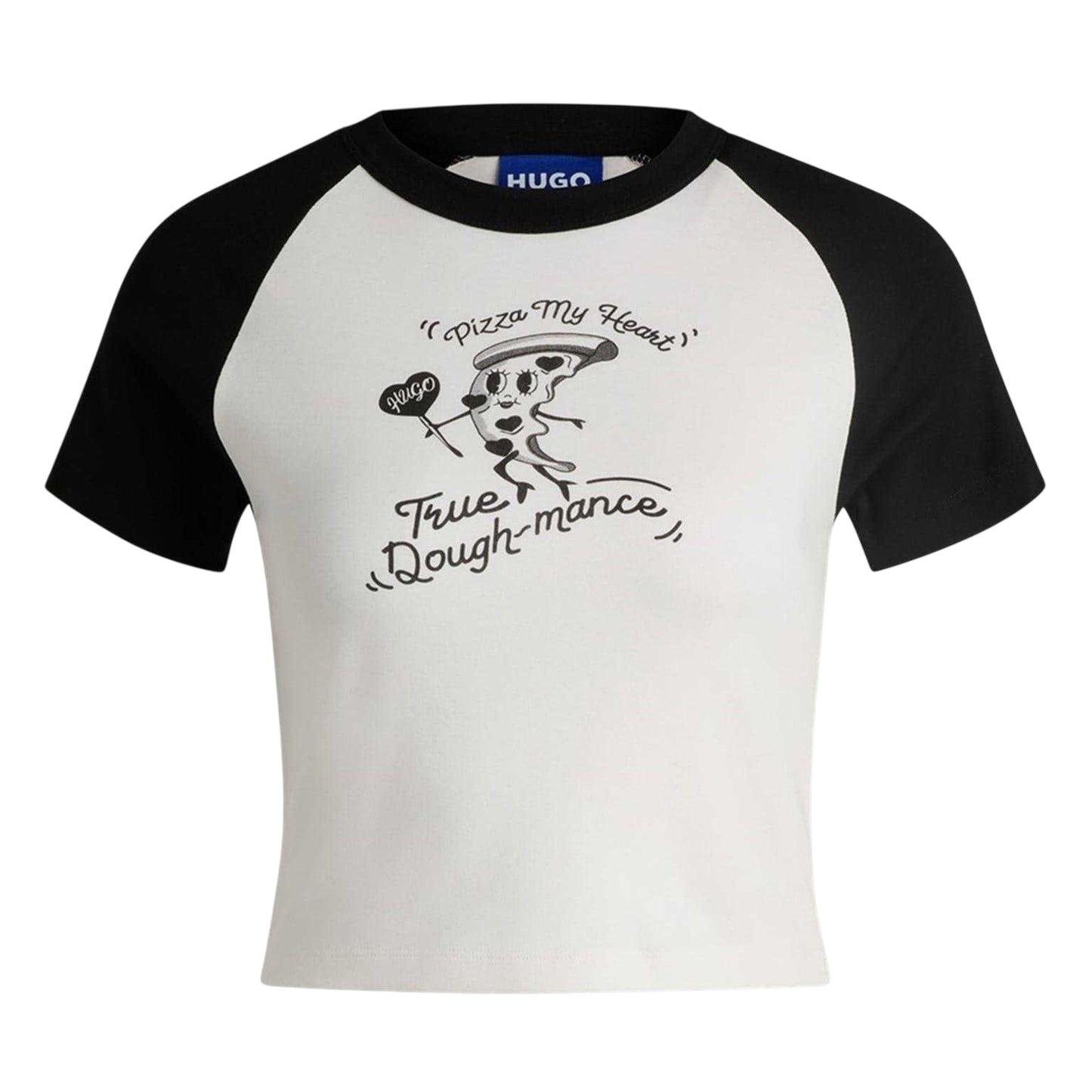Black-White - Front - Hugo Womens-Ladies Pizza Slice Crop Top