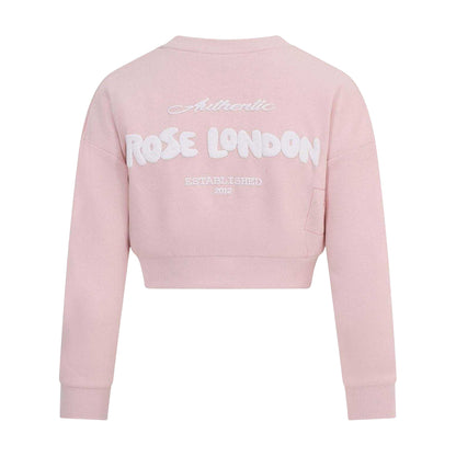 Pink - Back - Rose London Girls Relaxed Fit Crop Sweatshirt