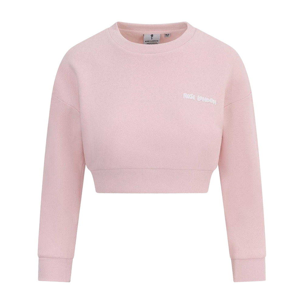 Pink - Front - Rose London Girls Relaxed Fit Crop Sweatshirt