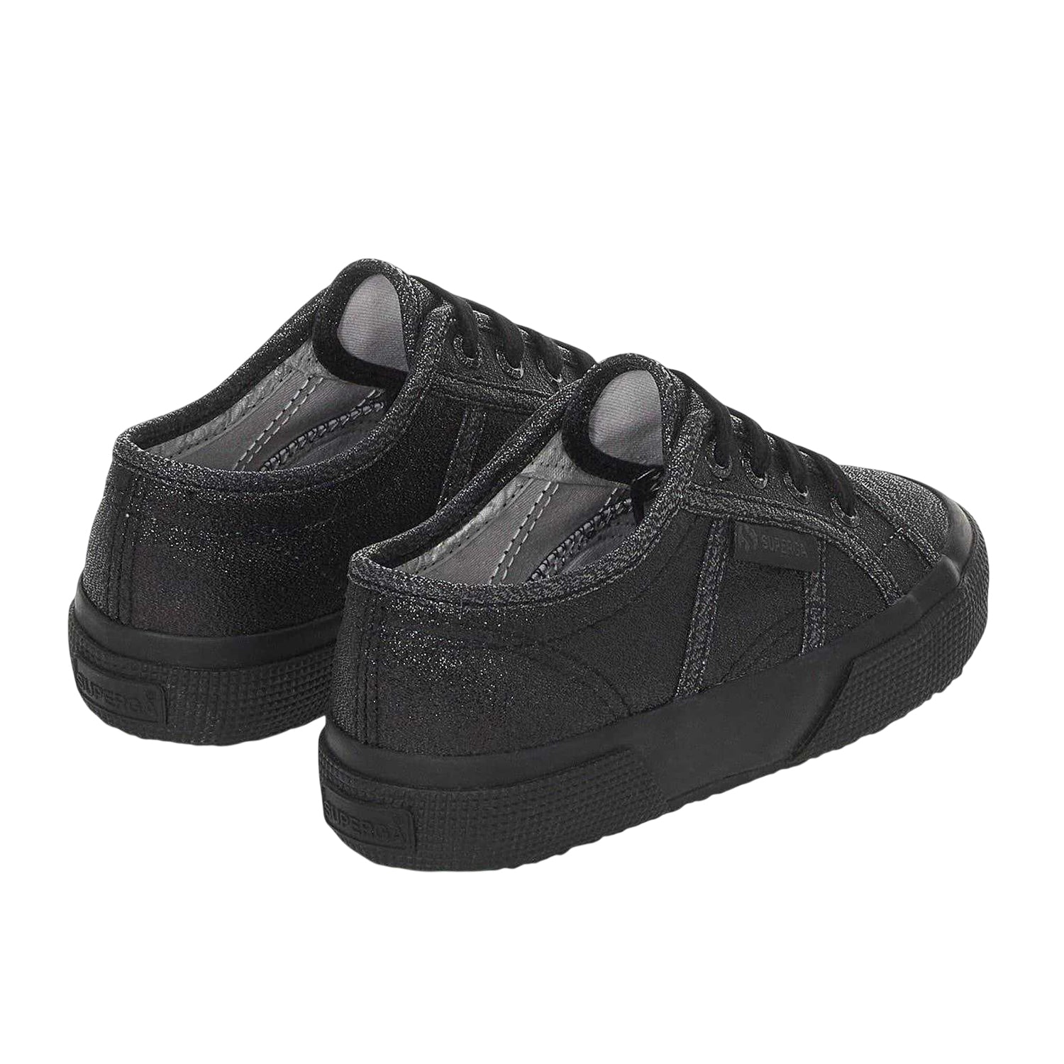 Total Black Hematite - Back - Superga Girls Lamej Canvas Shoes