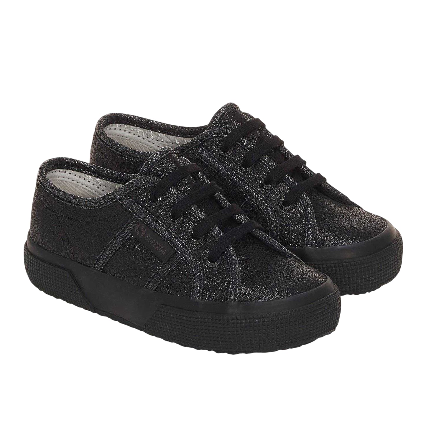 Total Black Hematite - Side - Superga Girls Lamej Canvas Shoes