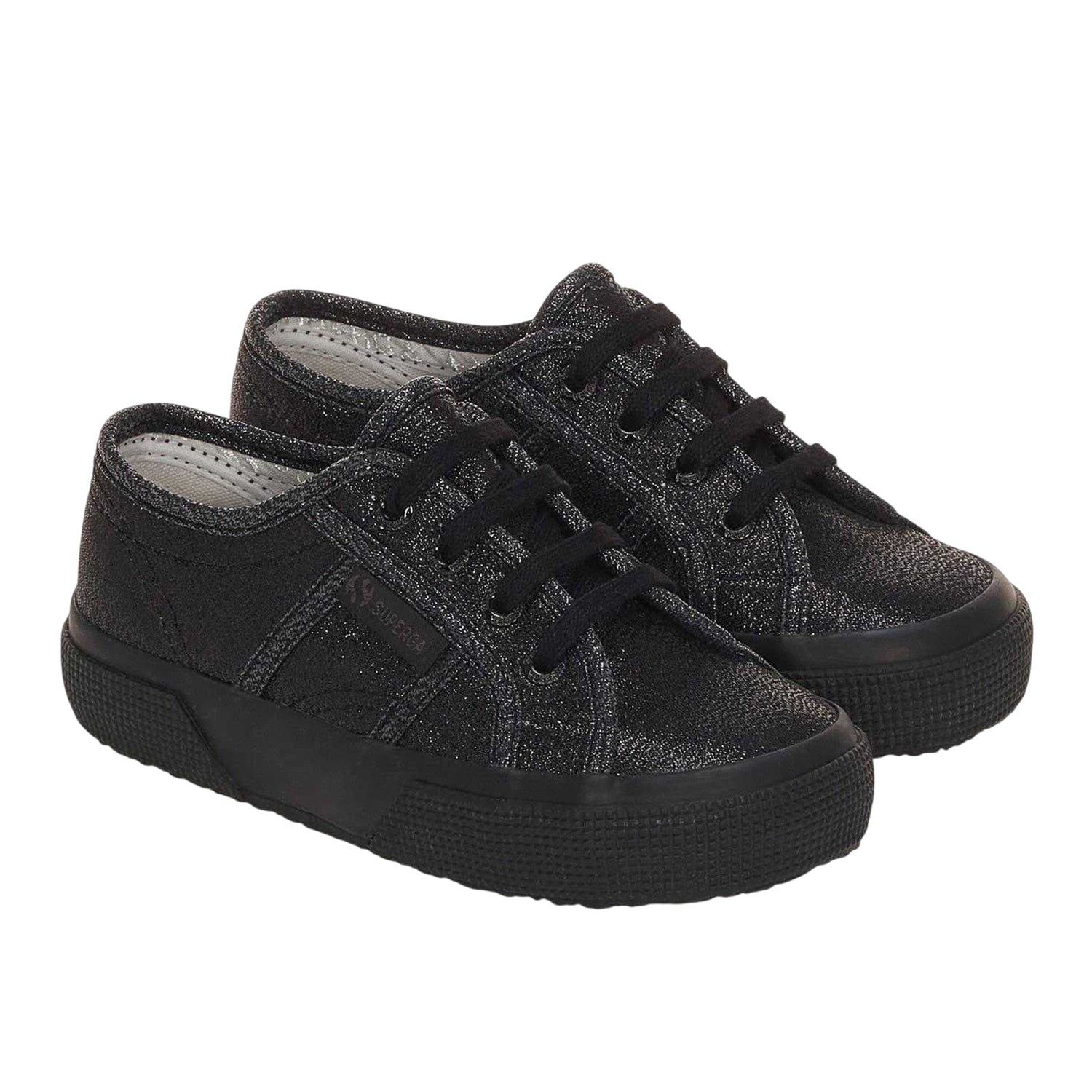 Total Black Hematite - Side - Superga Girls Lamej Canvas Shoes