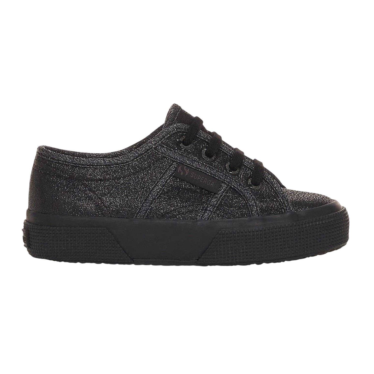 Total Black Hematite - Front - Superga Girls Lamej Canvas Shoes