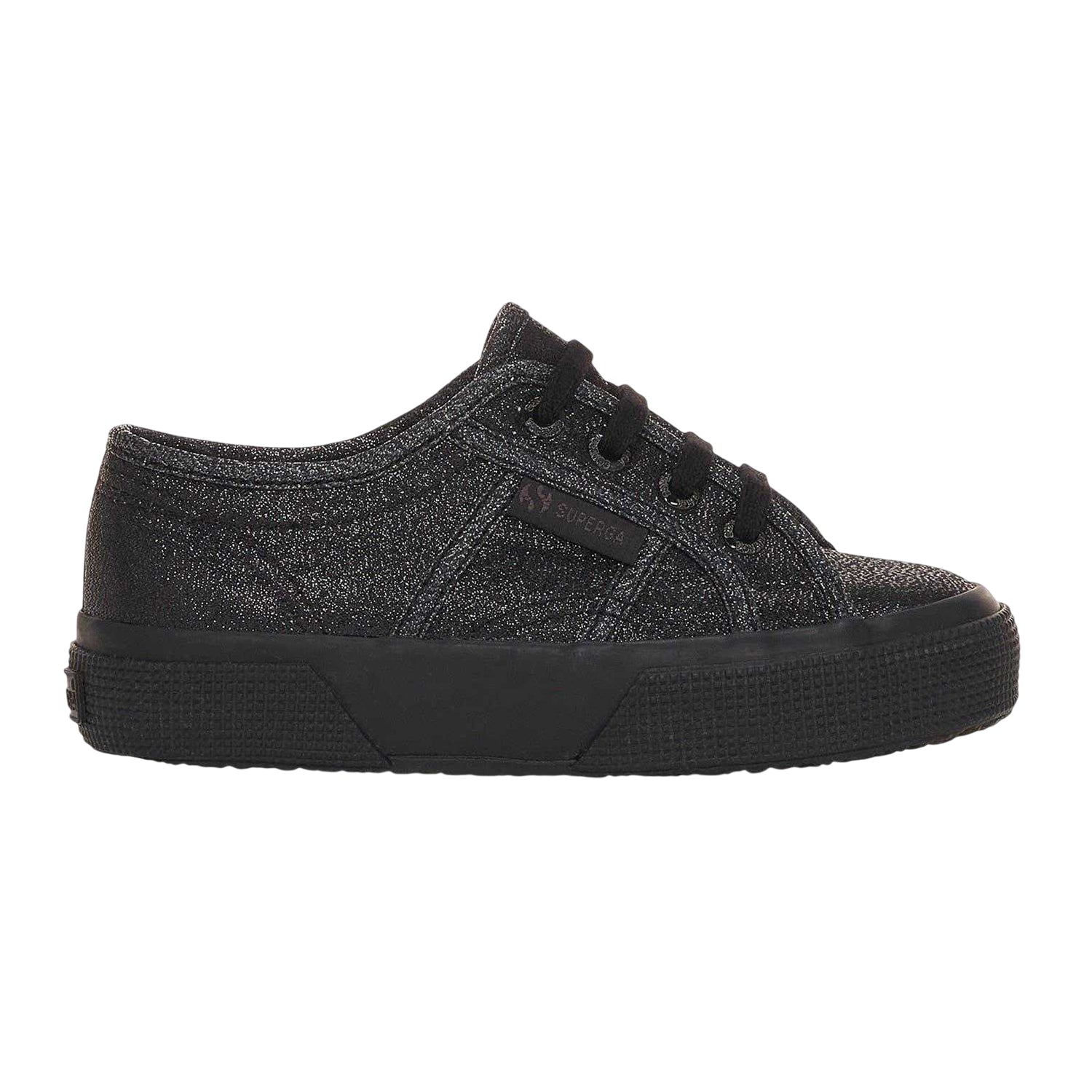 Total Black Hematite - Front - Superga Girls Lamej Canvas Shoes