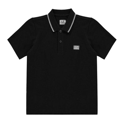 Black - Front - C.P. Company Boys Logo Polo Shirt