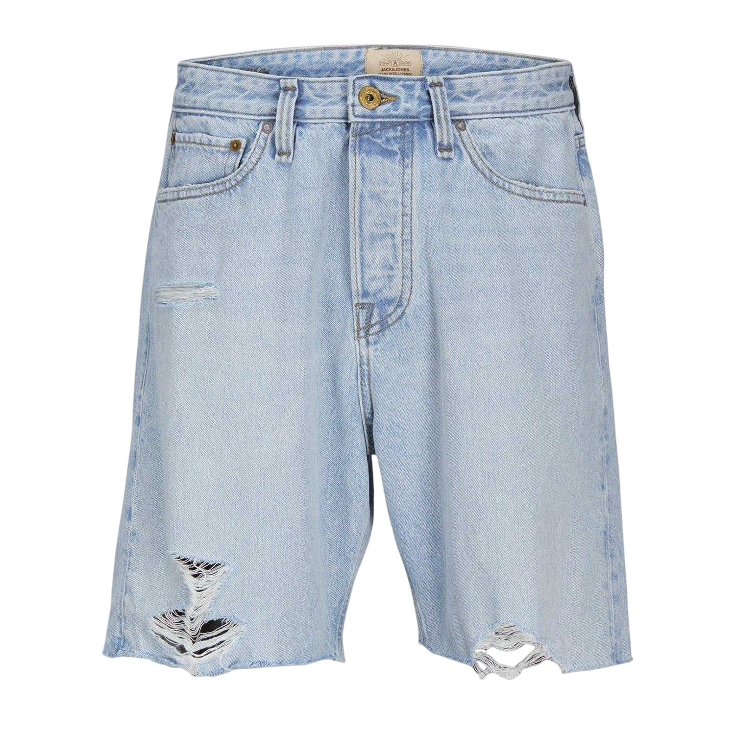 Blue Denim - Front - Jack And Jones Mens Denim Frayed Edge Shorts
