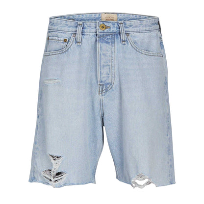 Blue Denim - Front - Jack And Jones Mens Denim Frayed Edge Shorts