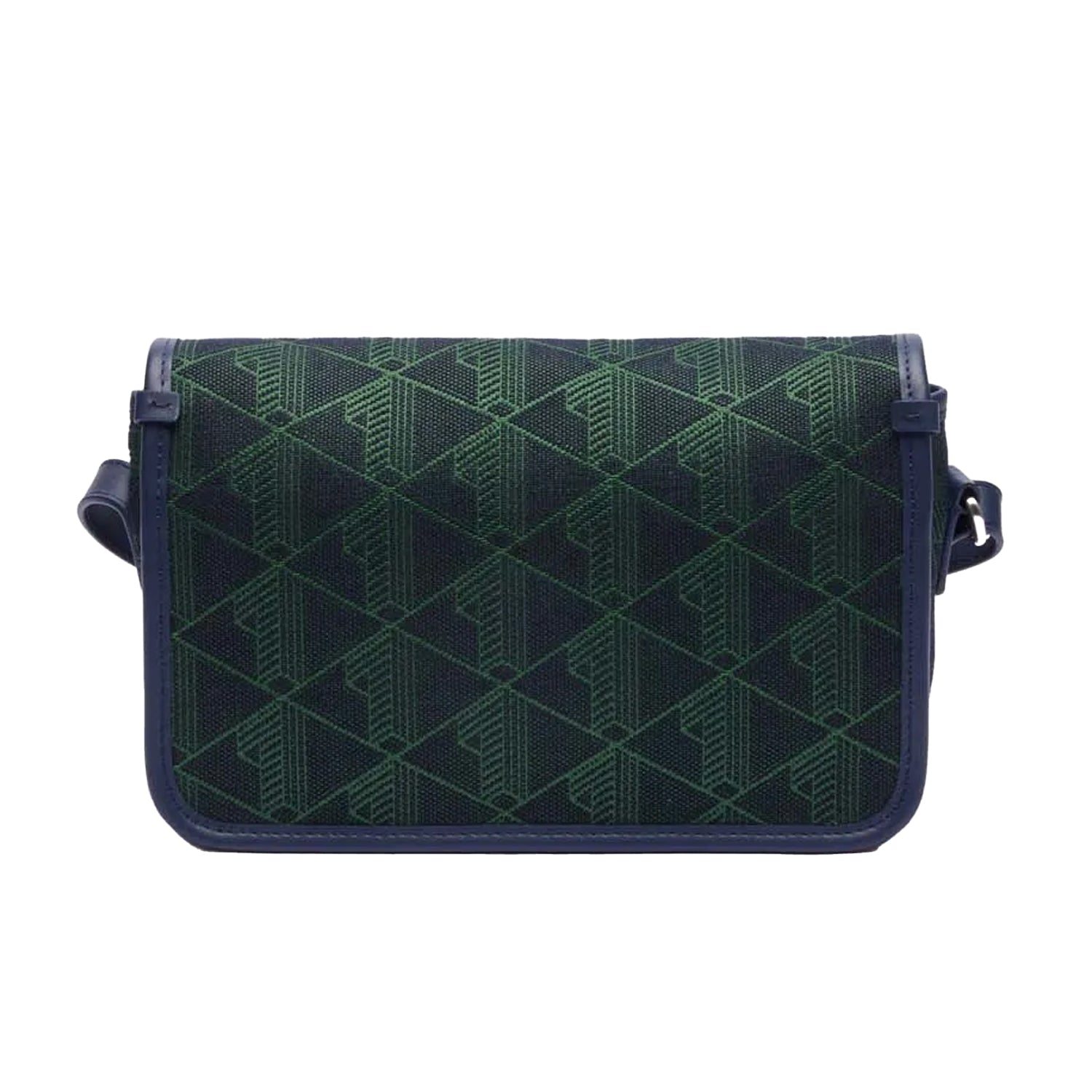 Blue - Back - Lacoste Womens-Ladies Heritage Jacquard Flap Closure Satchel