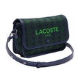 Blue - Side - Lacoste Womens-Ladies Heritage Jacquard Flap Closure Satchel
