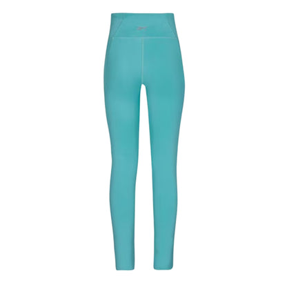 Teal - Back - Reebok Womens-Ladies Abstract Skinny Running Leggings