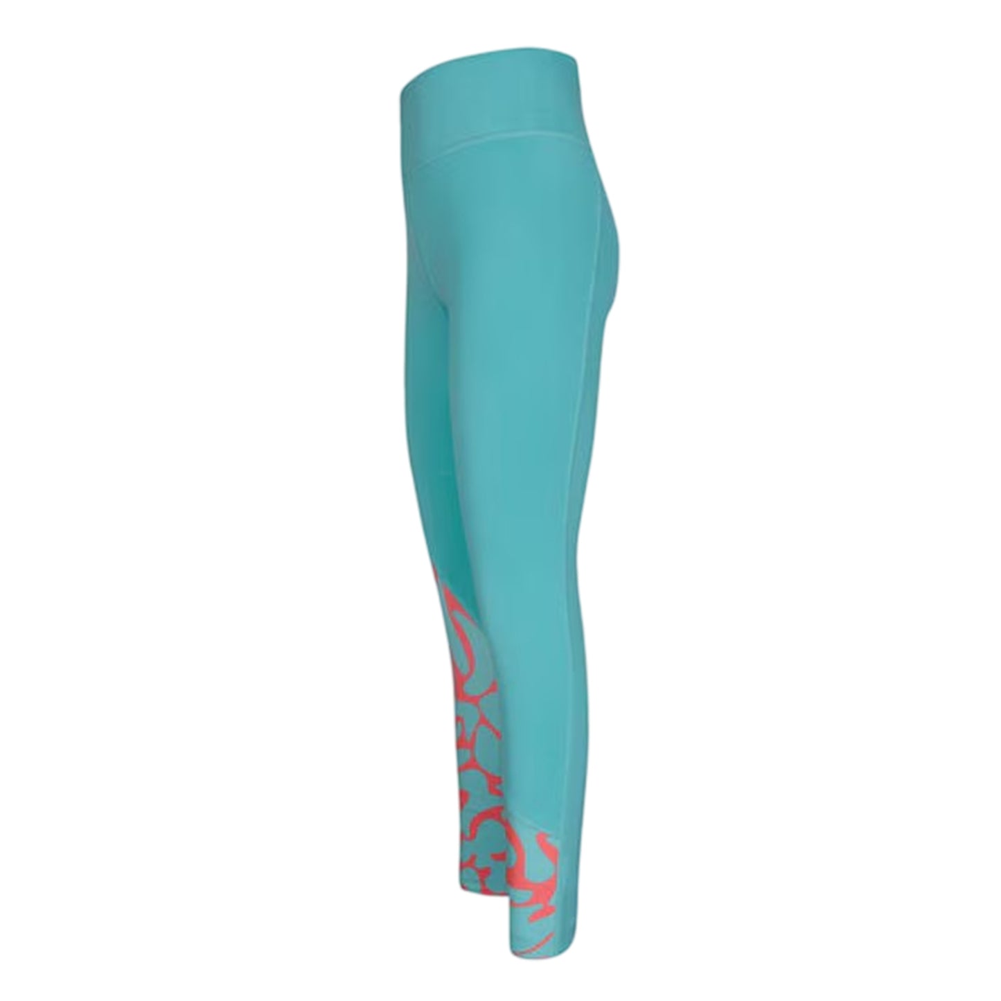 Teal - Side - Reebok Womens-Ladies Abstract Skinny Running Leggings