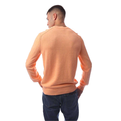 Pastel Orange - Back - Boss Mens Crew Neck Regular Casual Sweater Top